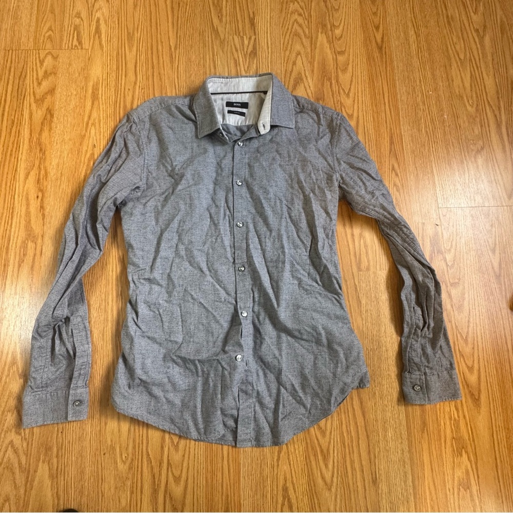 Men's Gray Hugo Boss Shirt L